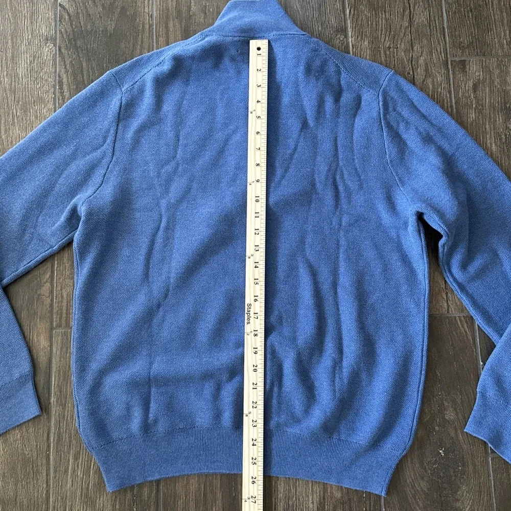 Polo Ralph Lauren Quarter Zip Men Large Blue Cotton Pony Logo Pullover